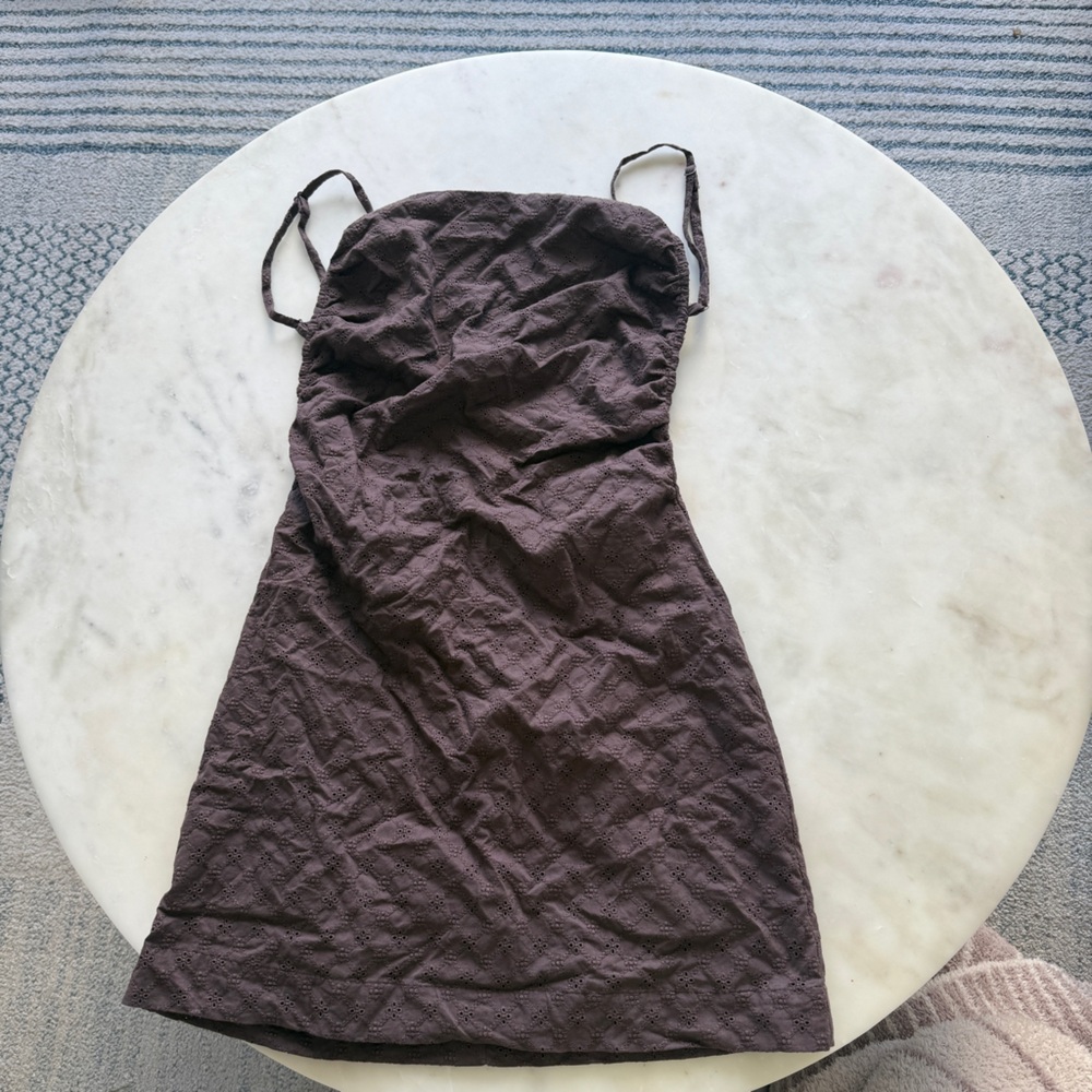 Topshop - Brown Eyelet Dress